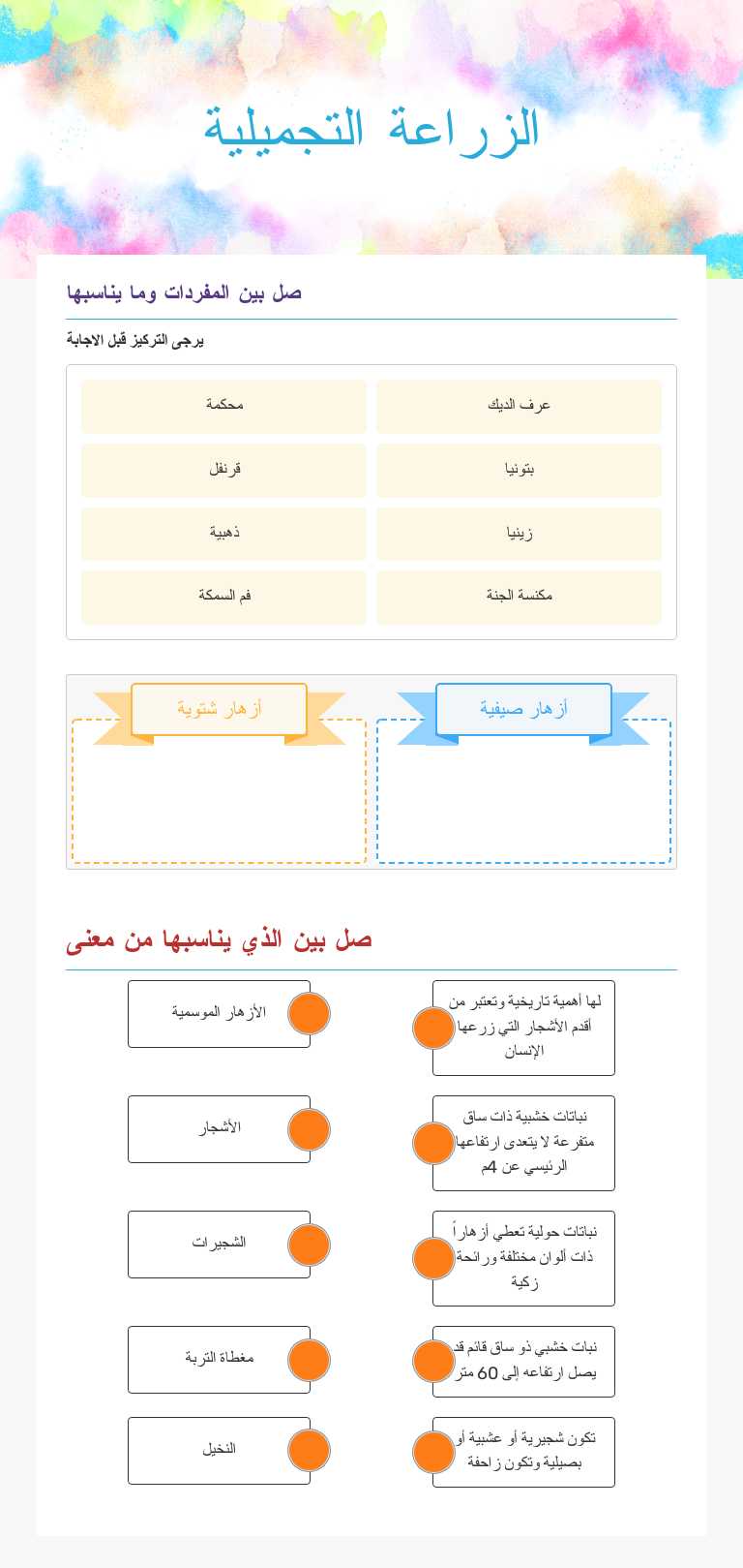 الزراعة التجميلية worksheet preview image