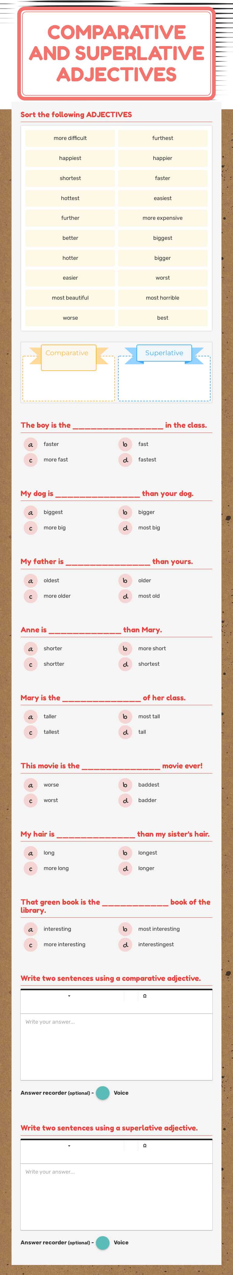 Learn comparative & superlative adjectives! Practice identifying and ...