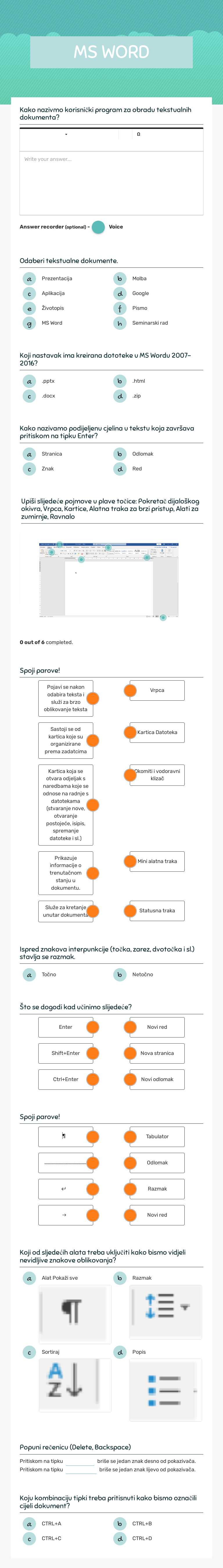 MS WORD worksheet preview image