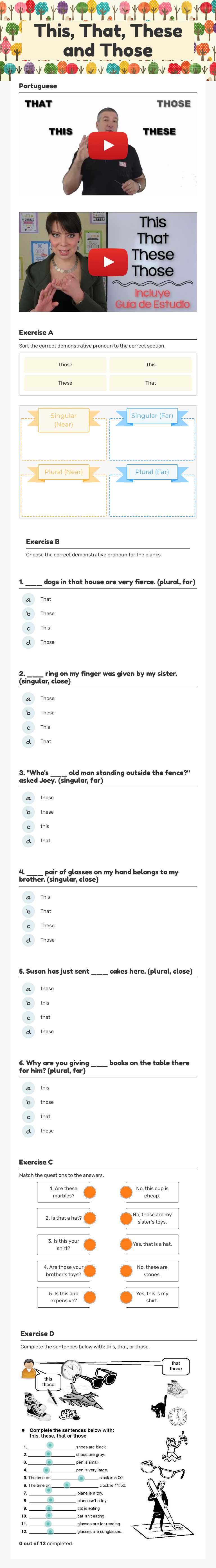 This, That, These and Those worksheet preview image