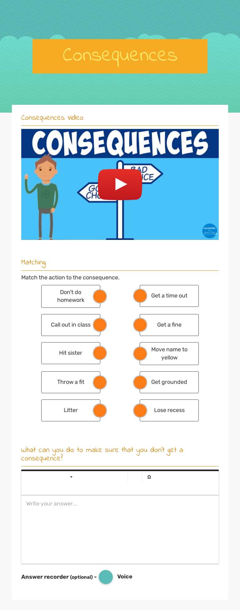 Consequences worksheet preview image
