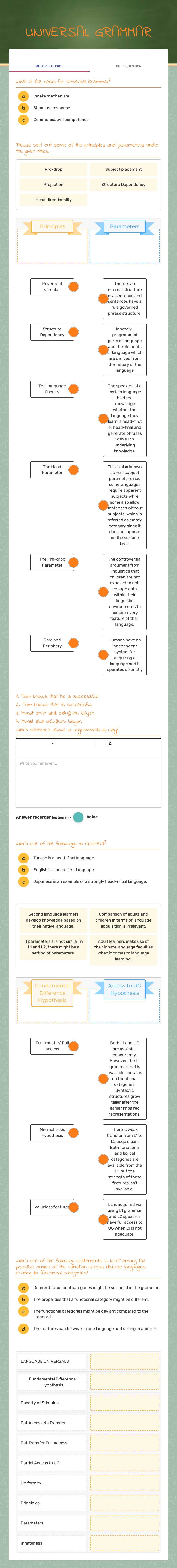 UNIVERSAL GRAMMAR worksheet preview image