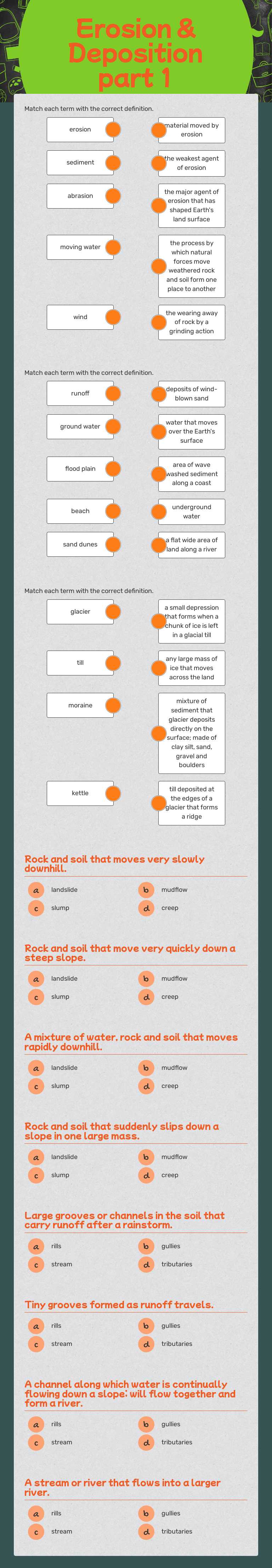 Erosion & Deposition part 1 worksheet preview image