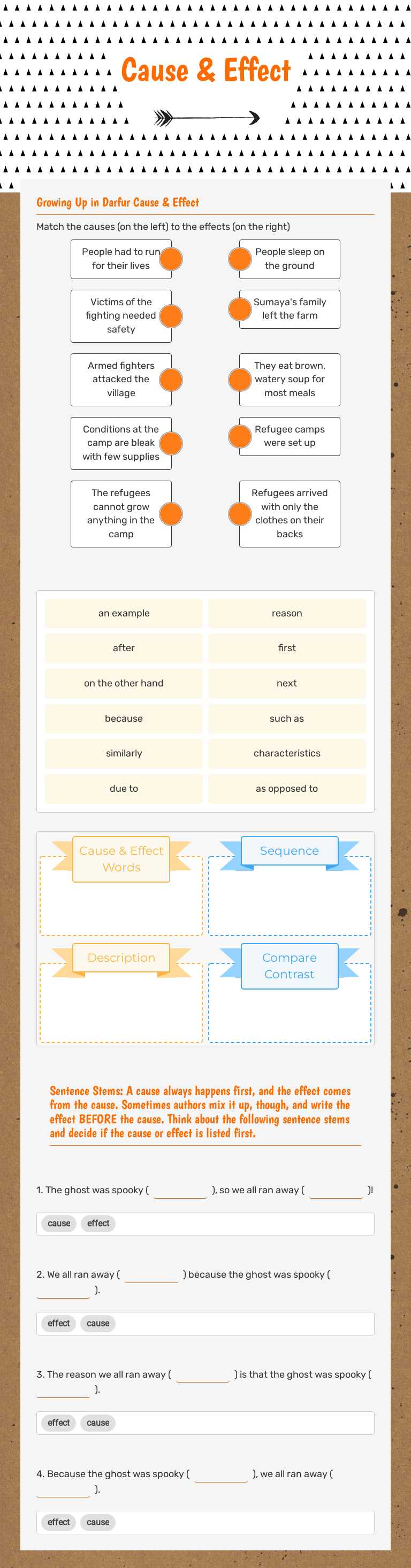 Cause & Effect worksheet preview image