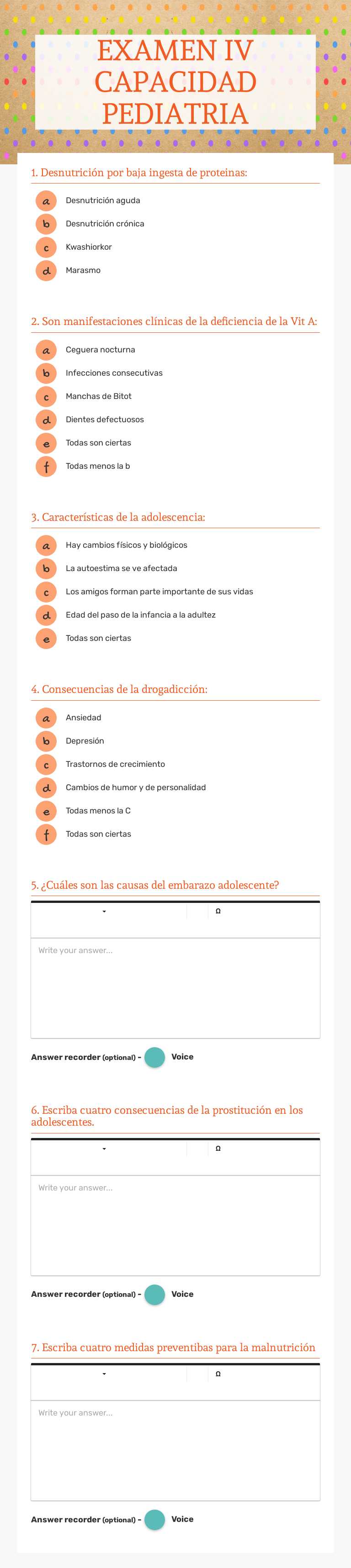 EXAMEN IV CAPACIDAD PEDIATRIA worksheet preview image