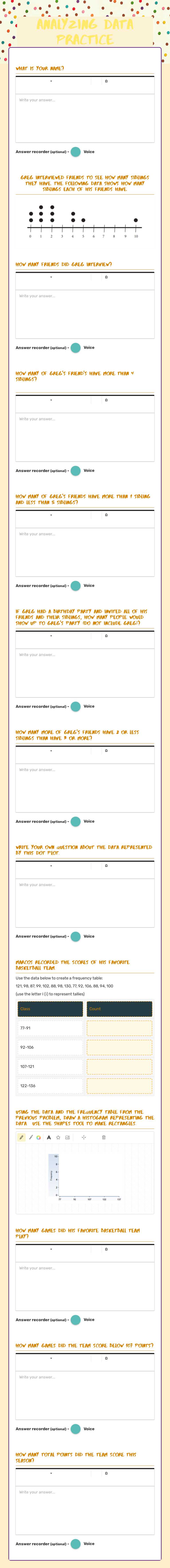 Analyzing Data Practice worksheet preview image