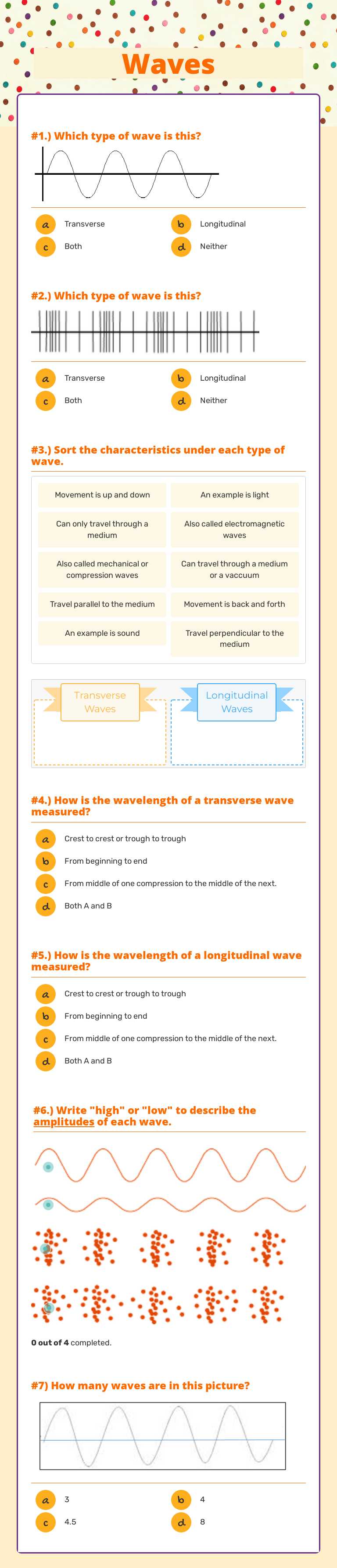 Waves Grade 9 worksheet preview