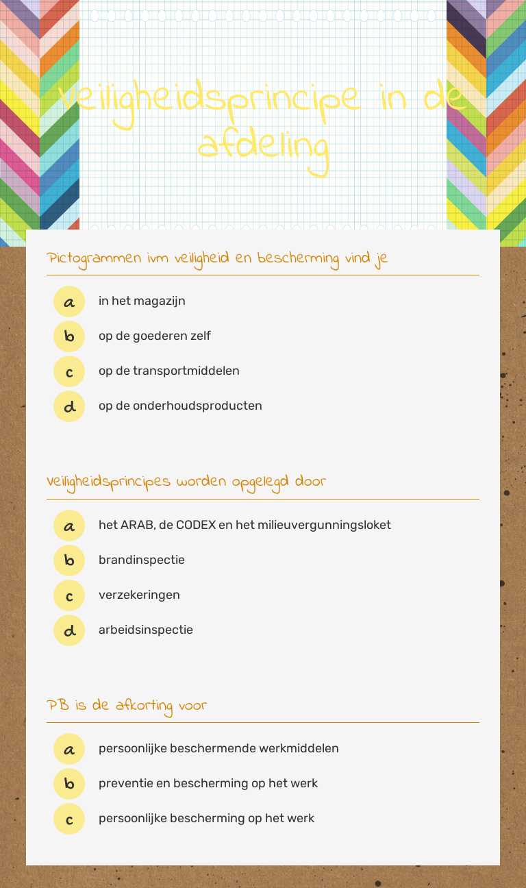 Veiligheidsprincipe in de afdeling worksheet preview image