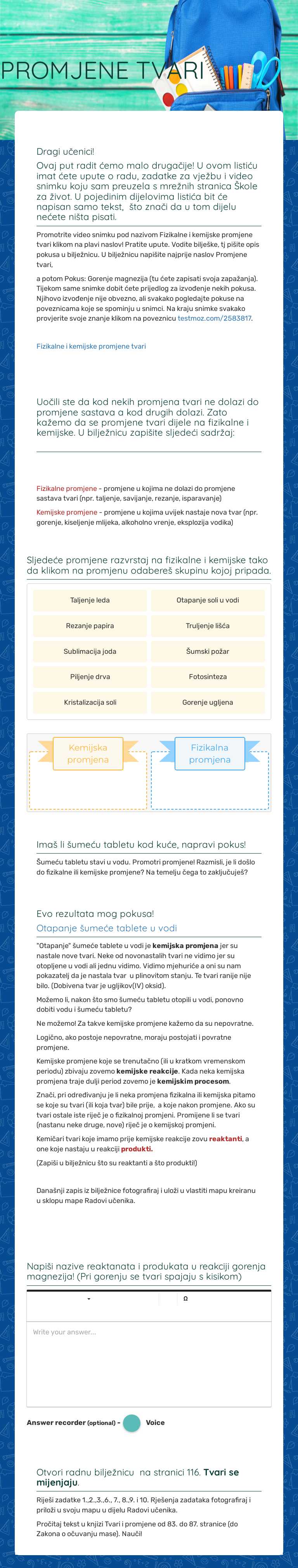 PROMJENE TVARI worksheet preview image