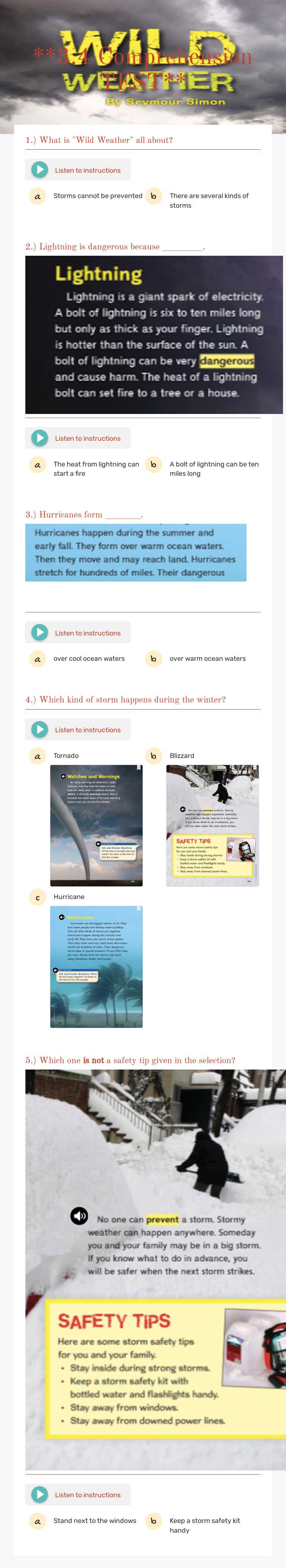 **3.4 Comprehension TEST** worksheet preview image