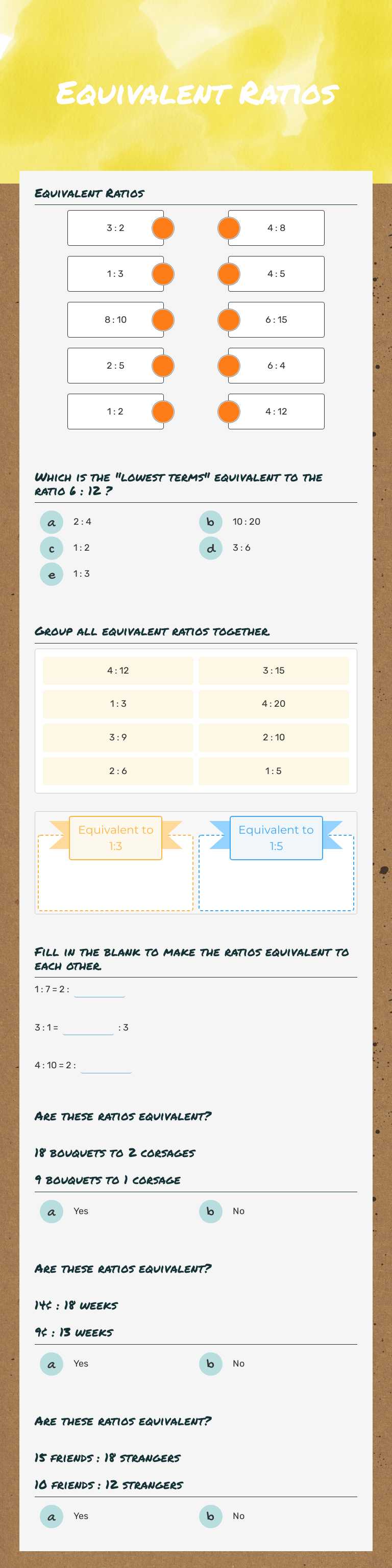 Equivalent
Ratios worksheet preview image