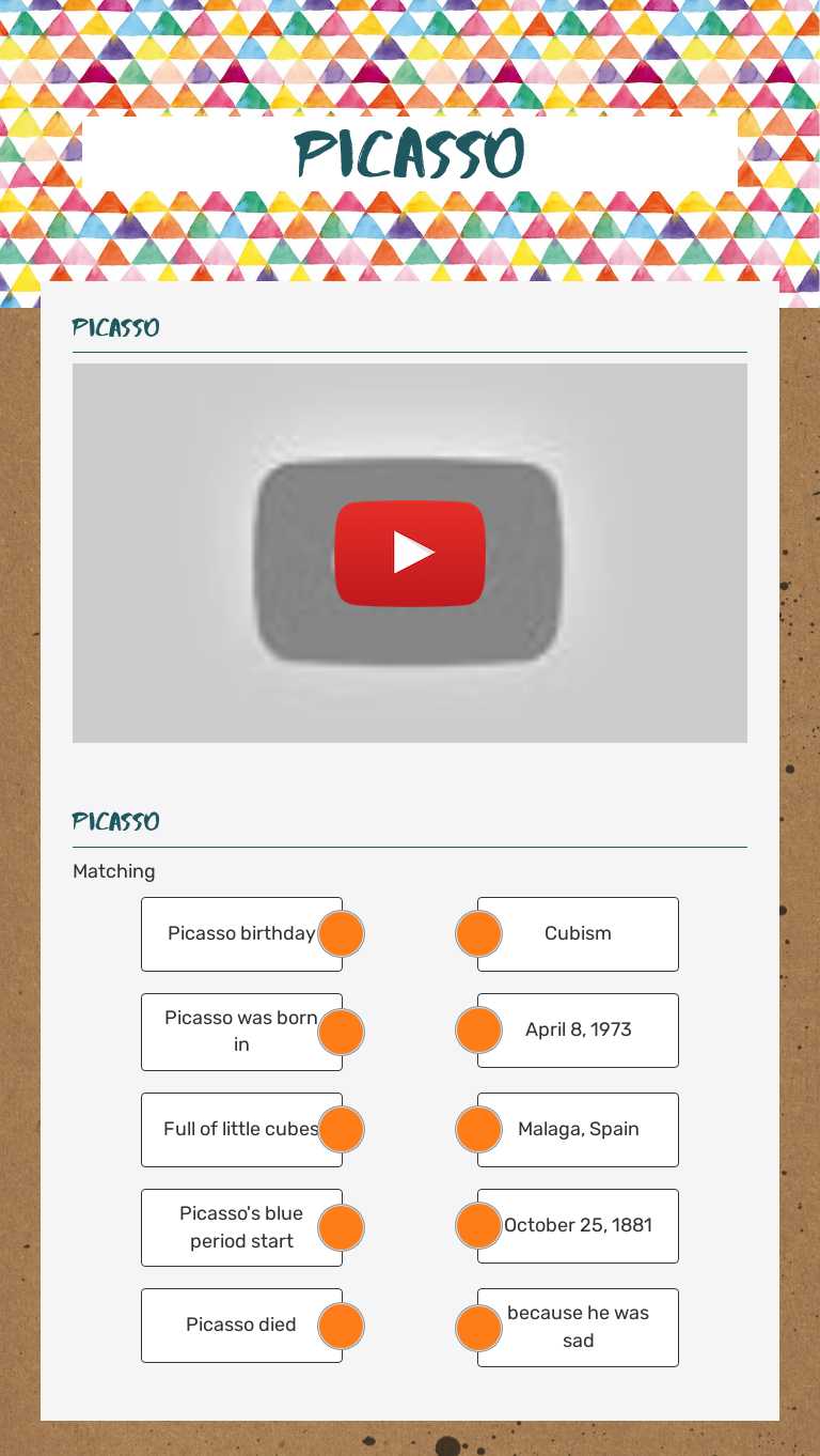 Picasso worksheet preview image