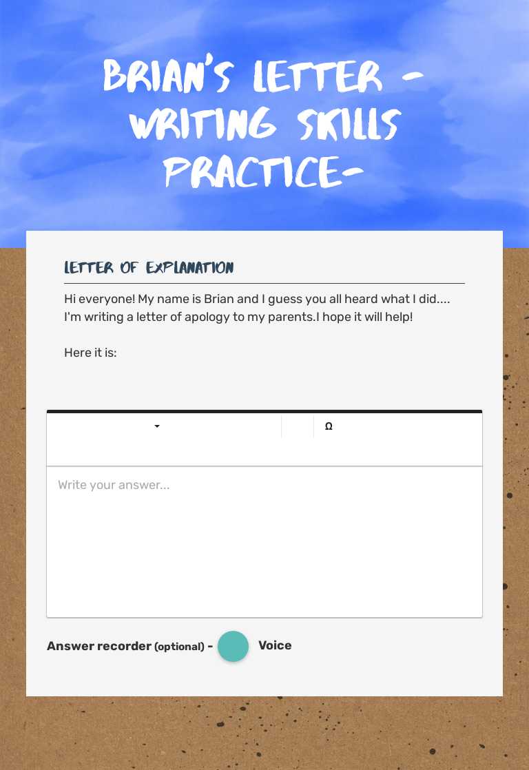 BRIAN'S LETTER
-writing skills practice- worksheet preview image
