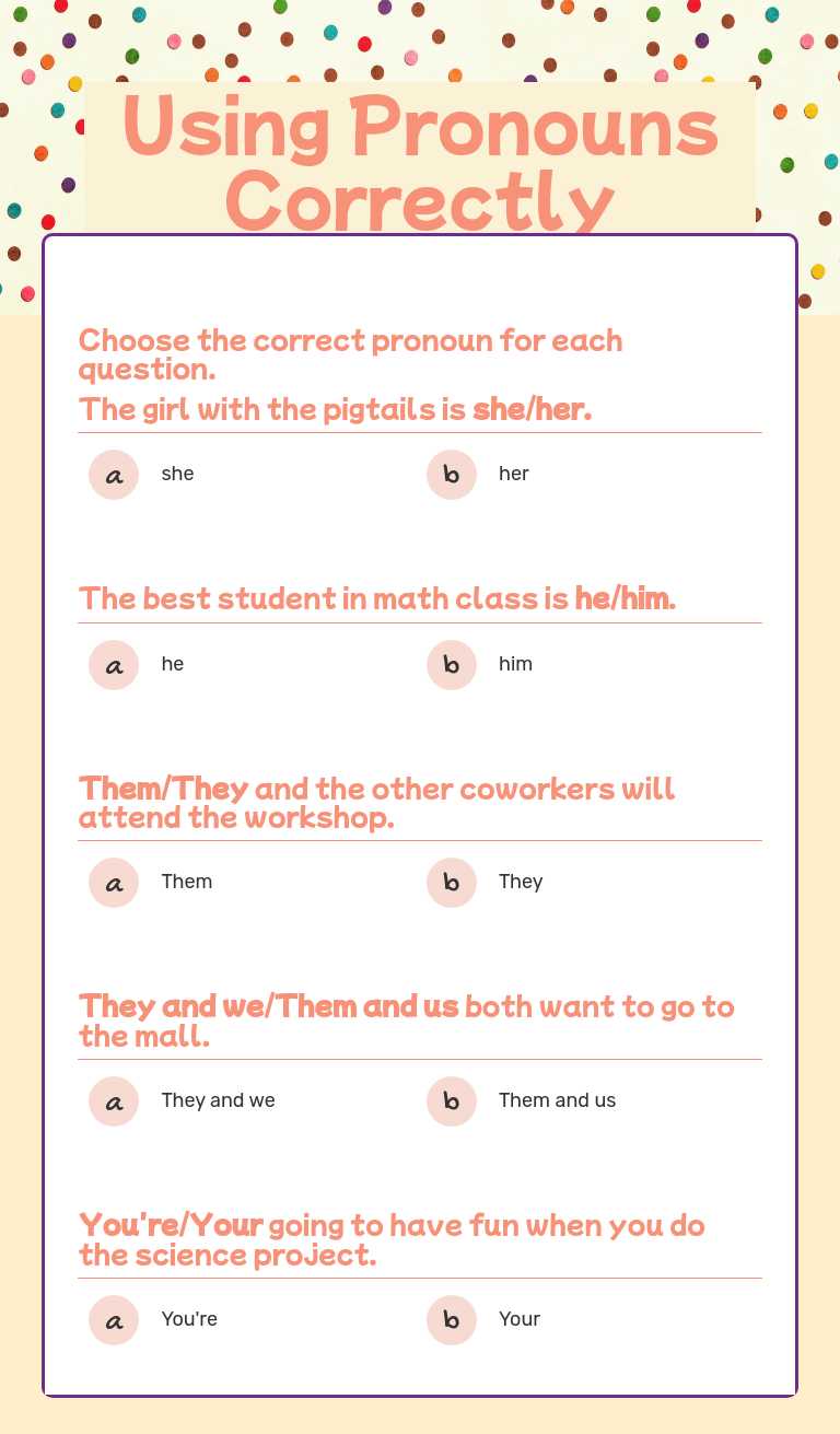 Using Pronouns Correctly Grade 7 worksheet preview