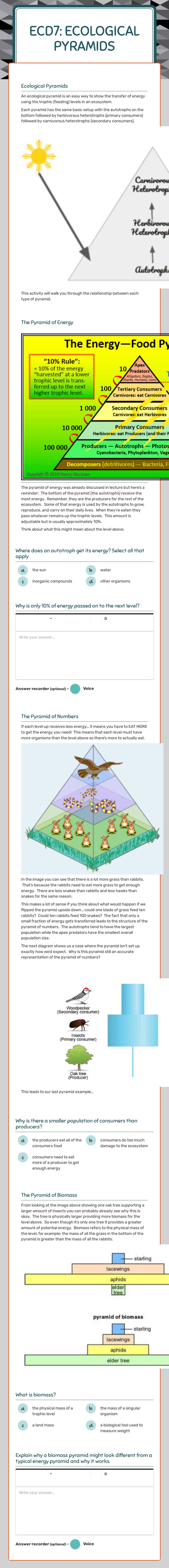 EcD7: Ecological Pyramids worksheet preview image