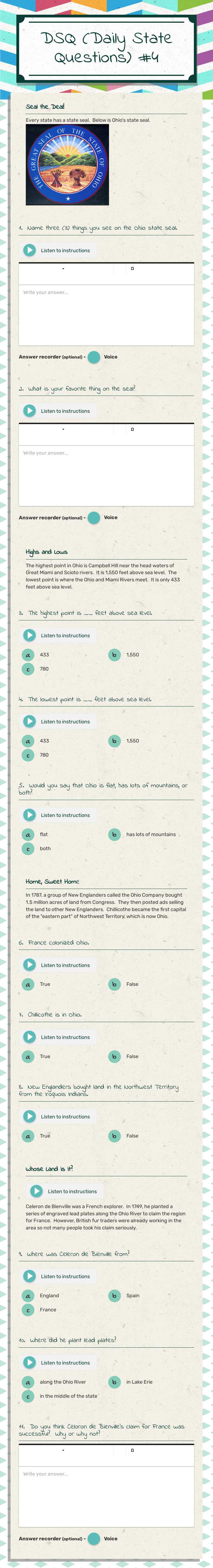 DSQ (Daily State Questions) #4 worksheet preview image