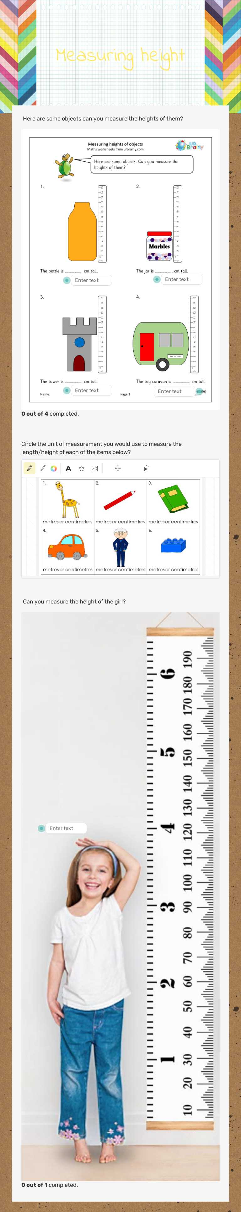 Measuring height worksheet preview image