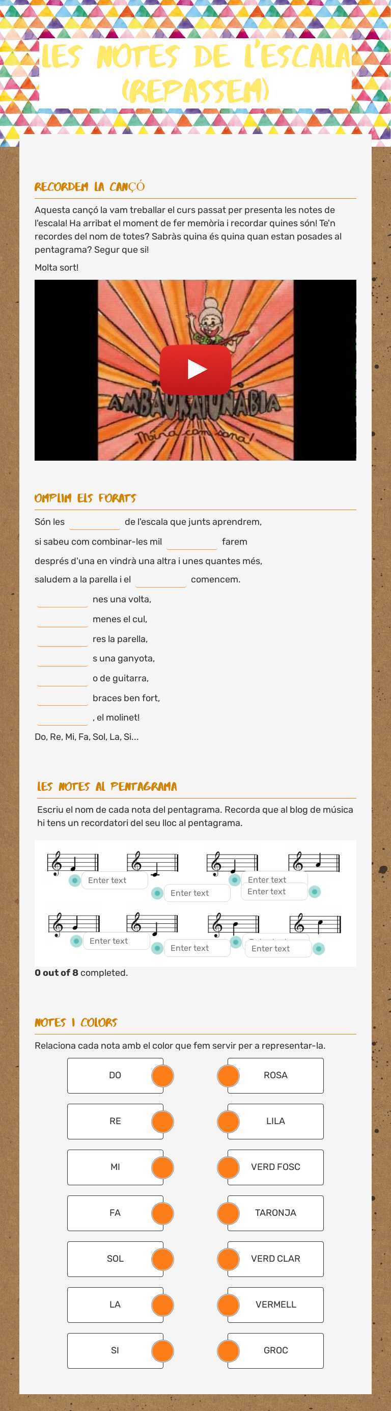 Les notes de l'escala (repassem) worksheet preview image