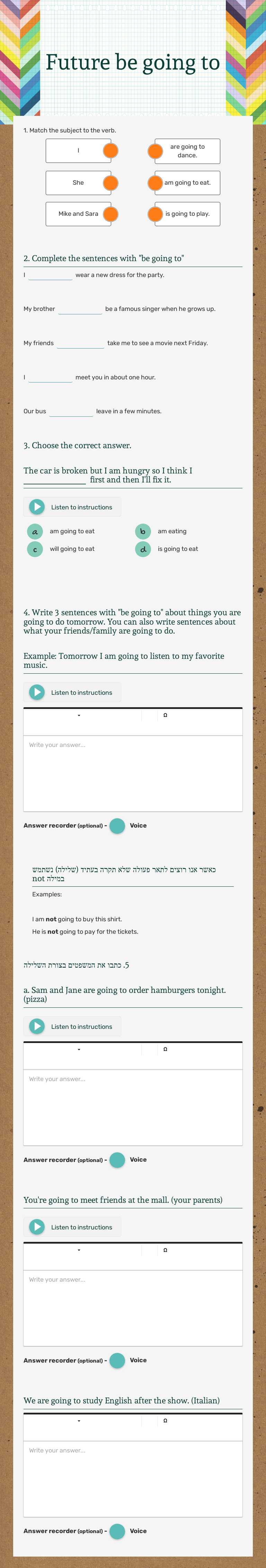Future  be going to Grade 7 worksheet preview