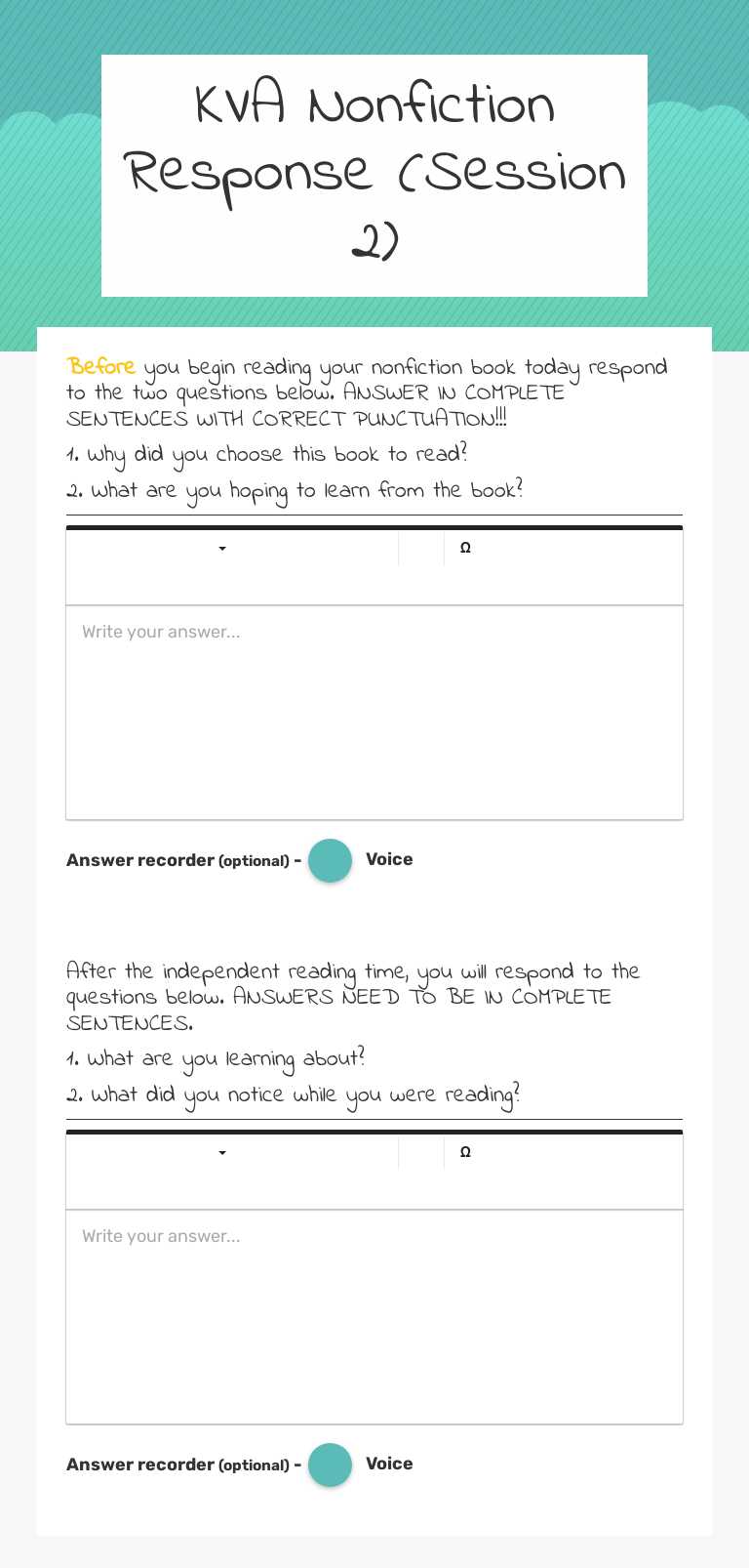 KVA Nonfiction Response (Session 2) Grade 4 worksheet preview