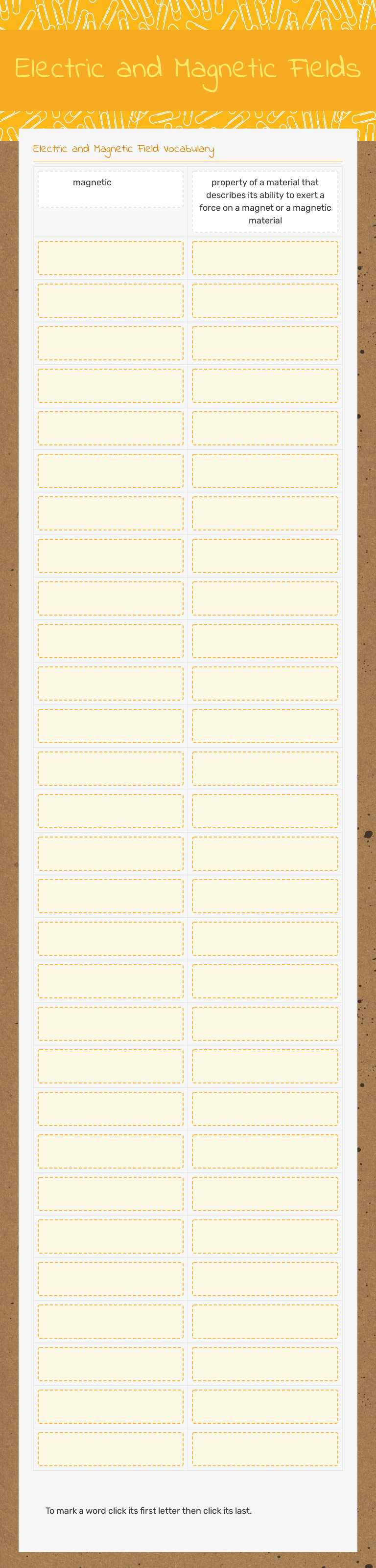 Electric and Magnetic Fields worksheet preview image