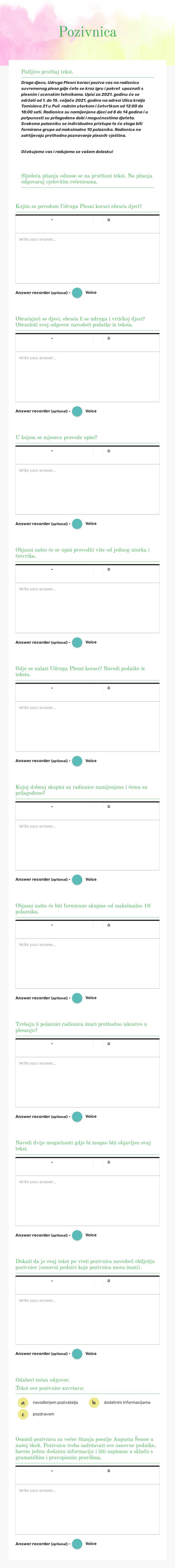 Pozivnica worksheet preview image