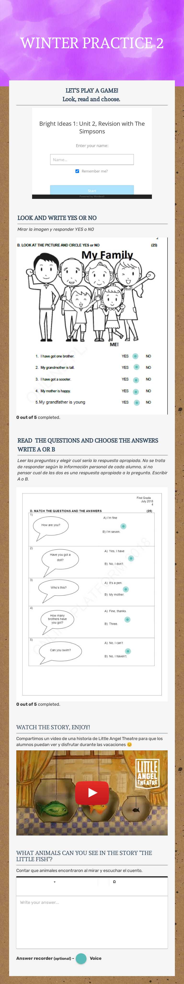 WINTER PRACTICE 2 worksheet preview image