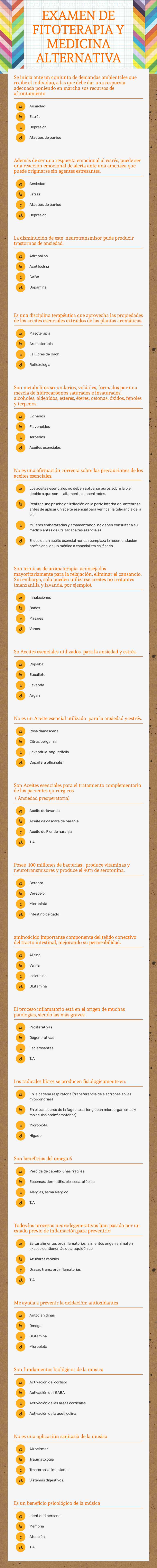 EXAMEN DE FITOTERAPIA Y MEDICINA ALTERNATIVA Grade 5 worksheet preview