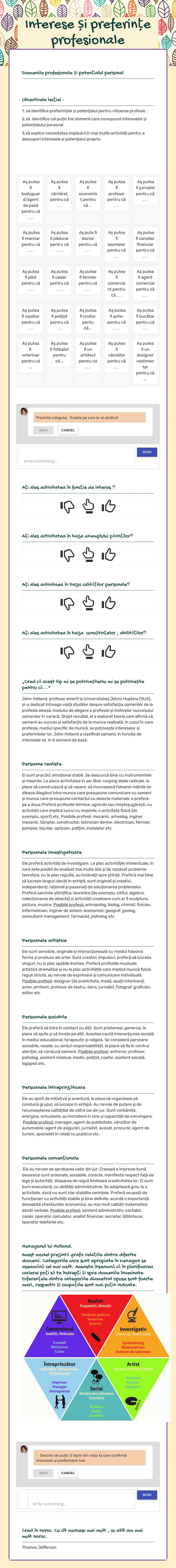 Interese și preferințe profesionale worksheet preview image