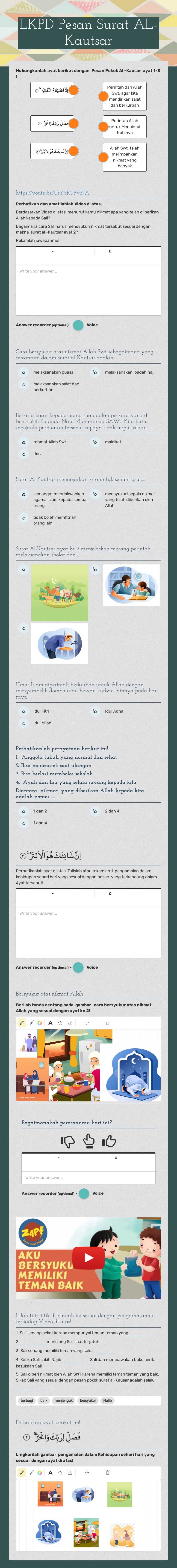 LKPD Pesan Surat AL-Kautsar worksheet preview image