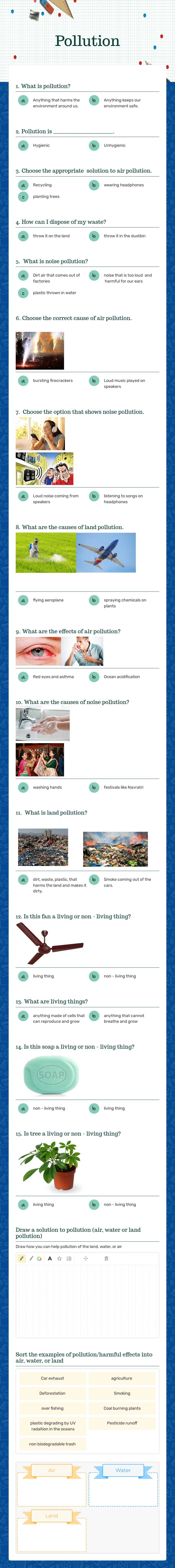 Pollution worksheet preview image