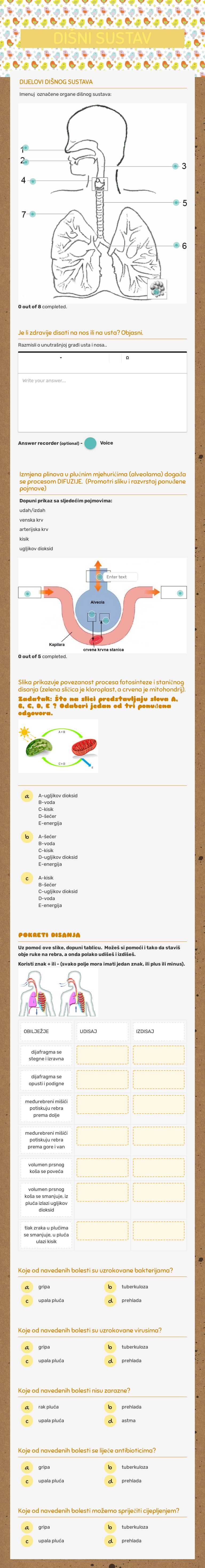 DIŠNI SUSTAV worksheet preview image