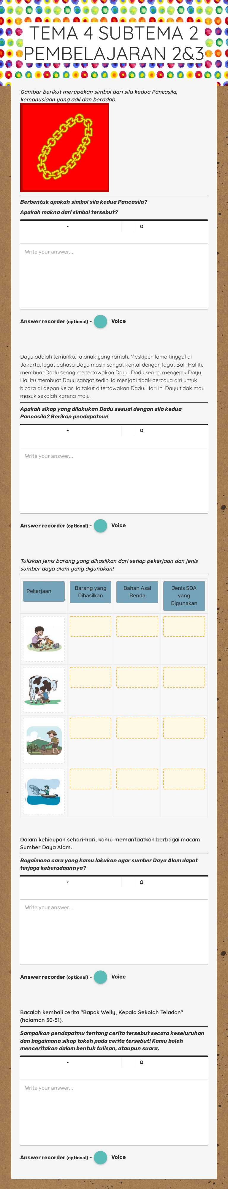 TEMA 4
SUBTEMA 2
PEMBELAJARAN 2&3 worksheet preview image