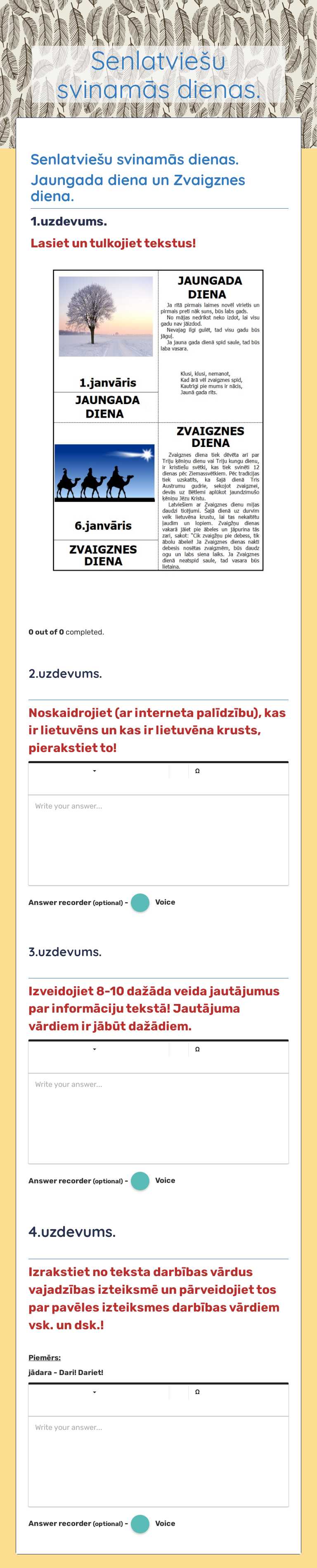 Senlatviešu svinamās dienas. worksheet preview image