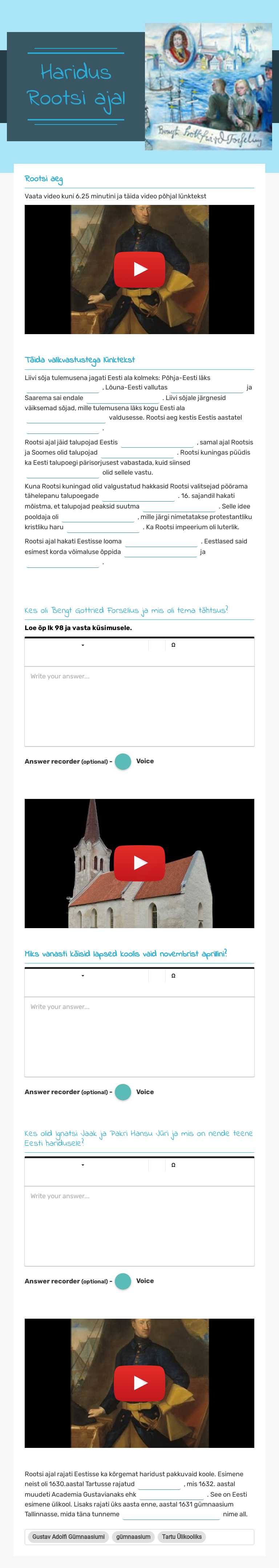 Haridus Rootsi ajal worksheet preview image