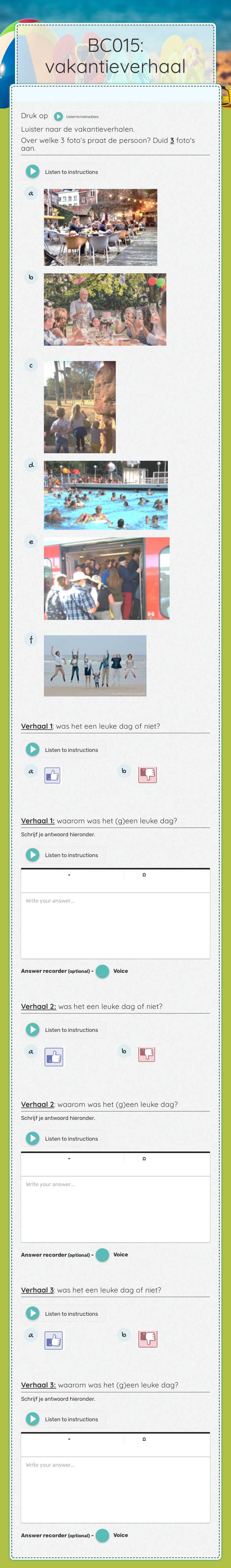 BC015: vakantieverhaal worksheet preview image