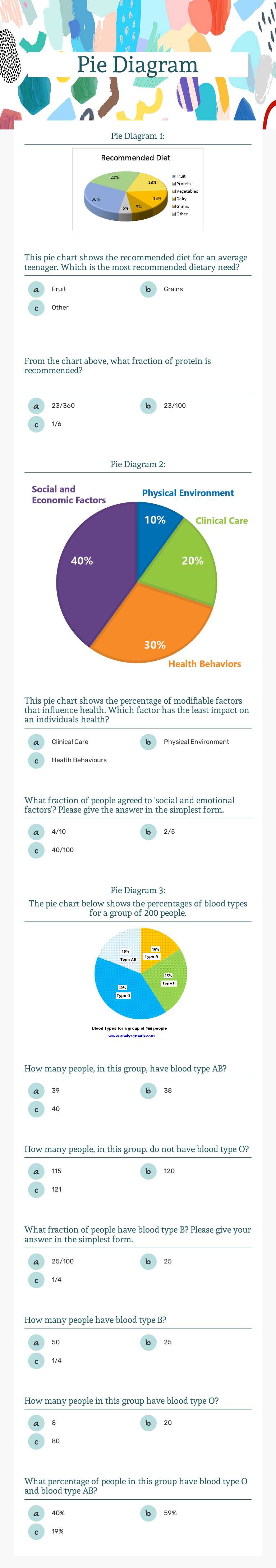 Pie Diagram worksheet preview image