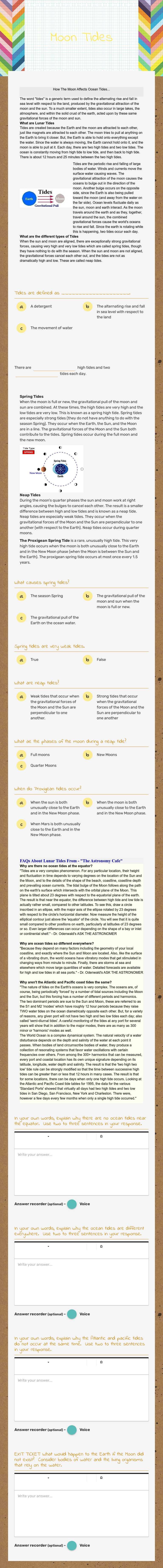 Moon Tides worksheet preview image