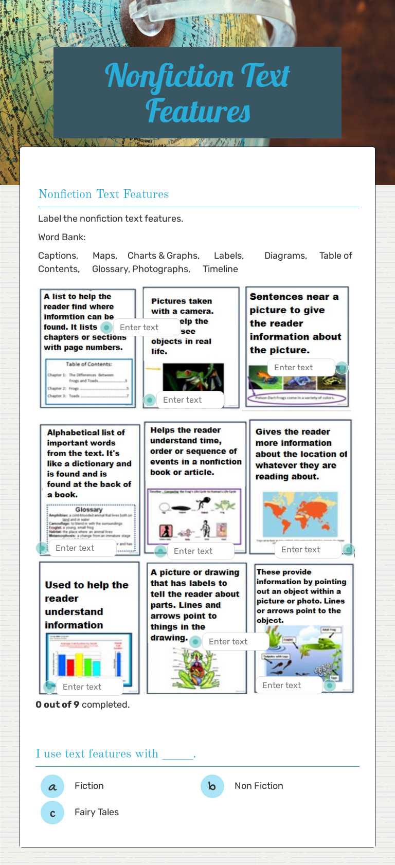 Nonfiction Text Features worksheet preview