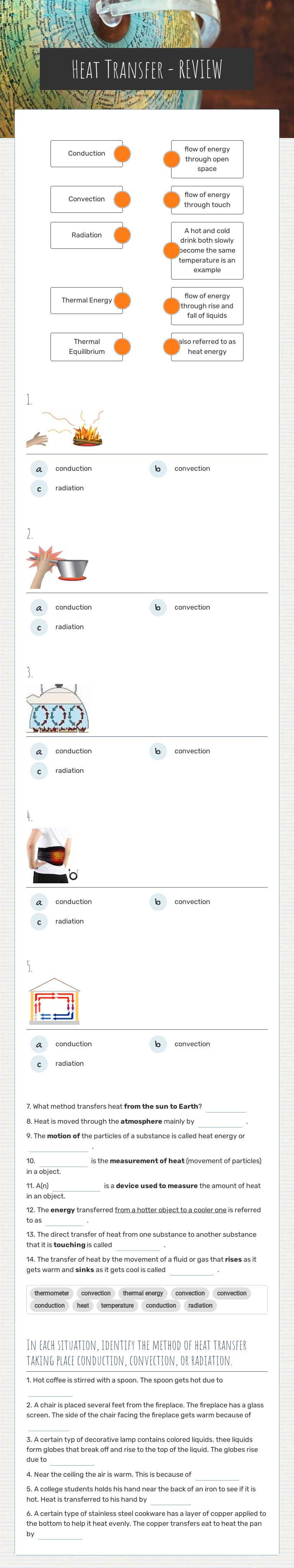 Heat Transfer - REVIEW worksheet preview image