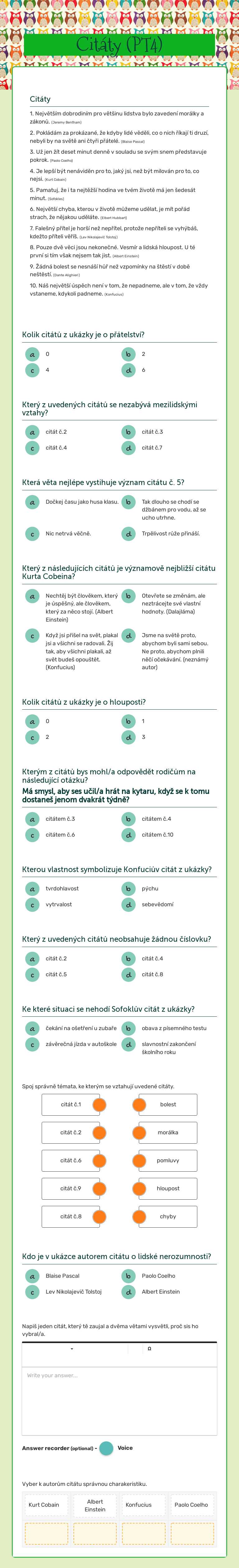 Citáty (PT4) worksheet preview image