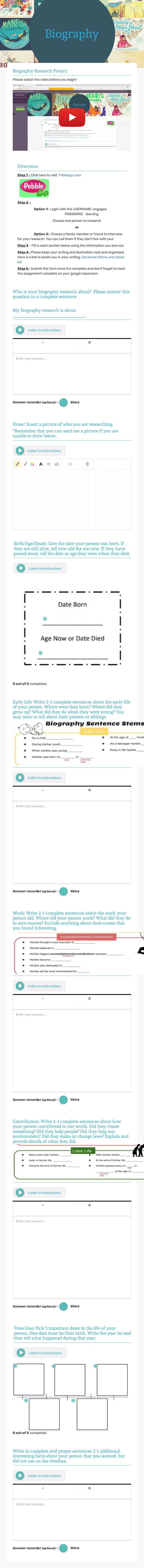 Biography Grade 3 worksheet preview
