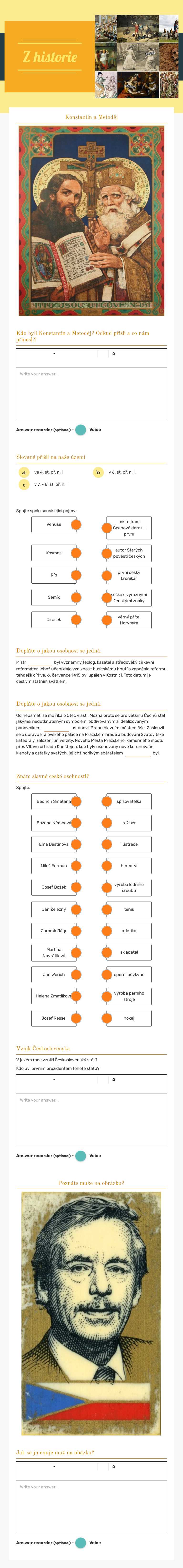 Z historie worksheet preview image