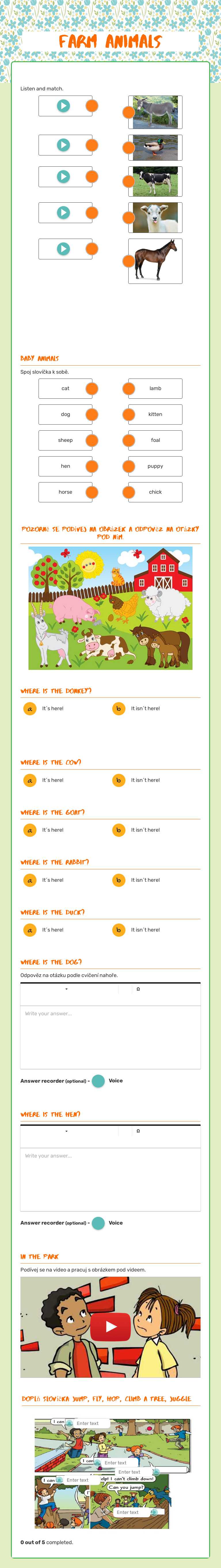 farm animals Preschool worksheet preview