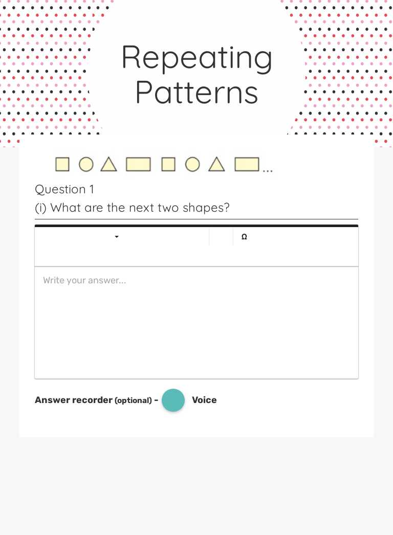 Repeating Patterns worksheet preview image