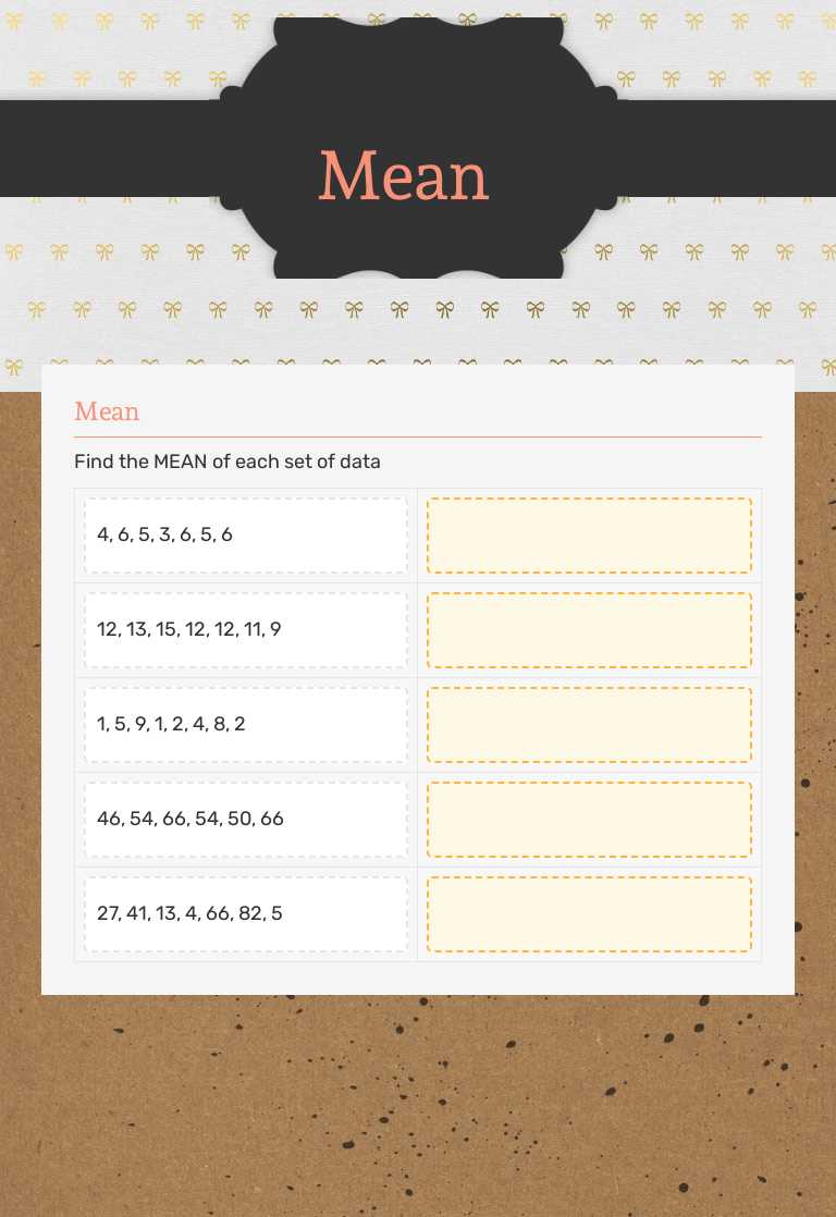 Mean worksheet preview image