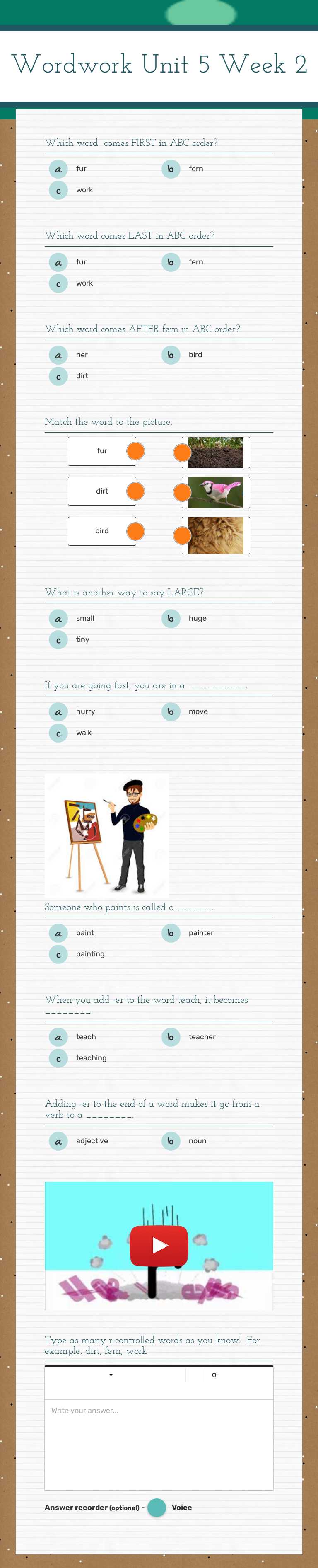 Wordwork Unit 5 Week 2 Grade 1 worksheet preview