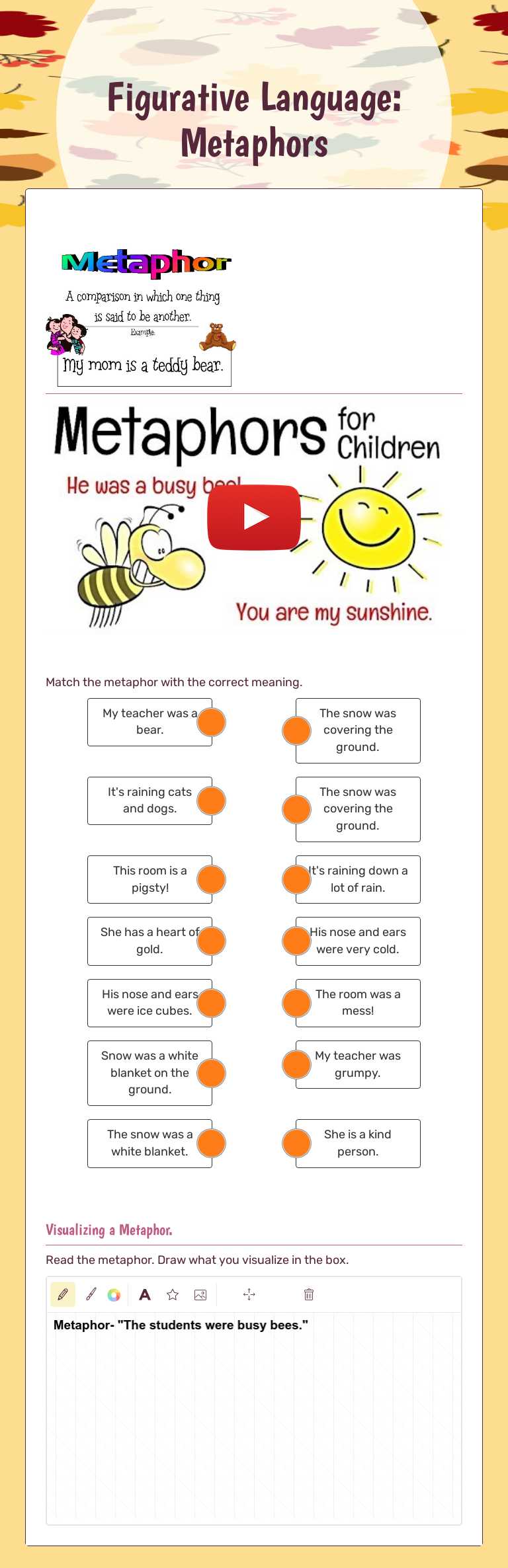 Figurative Language:
Metaphors Grade 3 worksheet preview