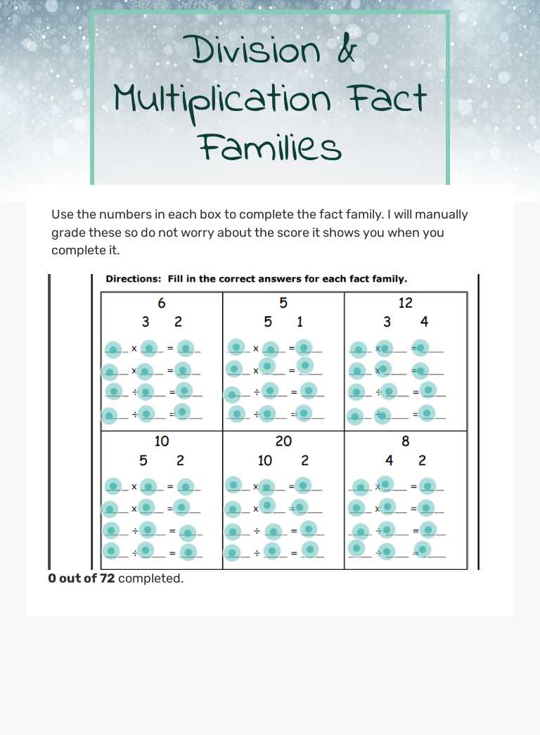 Division & Multiplication Fact Families worksheet preview image