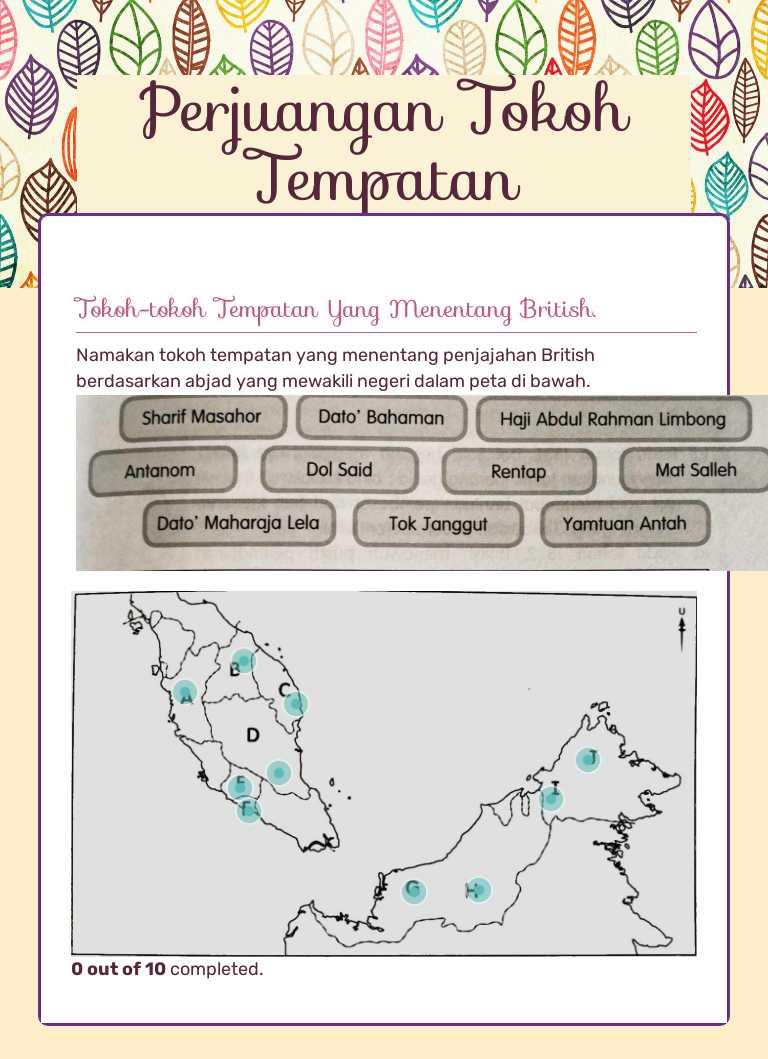 Perjuangan Tokoh Tempatan worksheet preview image